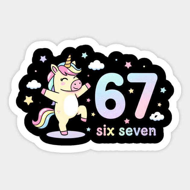 67-Meme-Unicorn-Girl-Six-Seven Sticker by ArtistTee ⭐⭐⭐⭐⭐